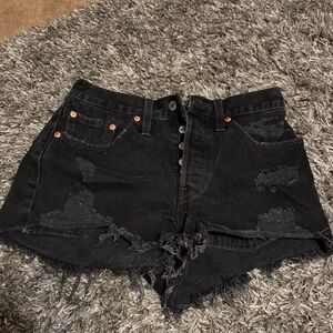 Levi's Black Distressed Jean Shorts